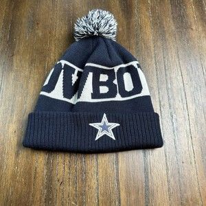 DALLAS COWBOYS HAT BEANIE KNIT POM NFL BLUE ONE SIZE *READ